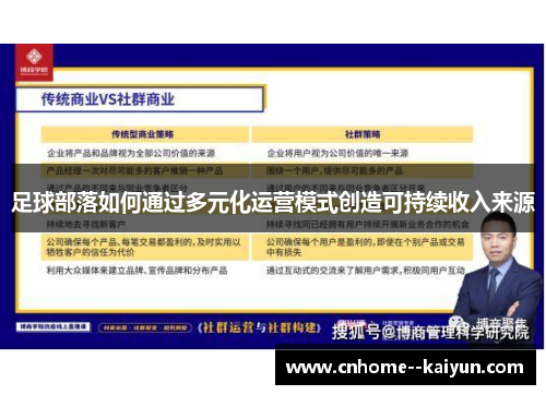 足球部落如何通过多元化运营模式创造可持续收入来源